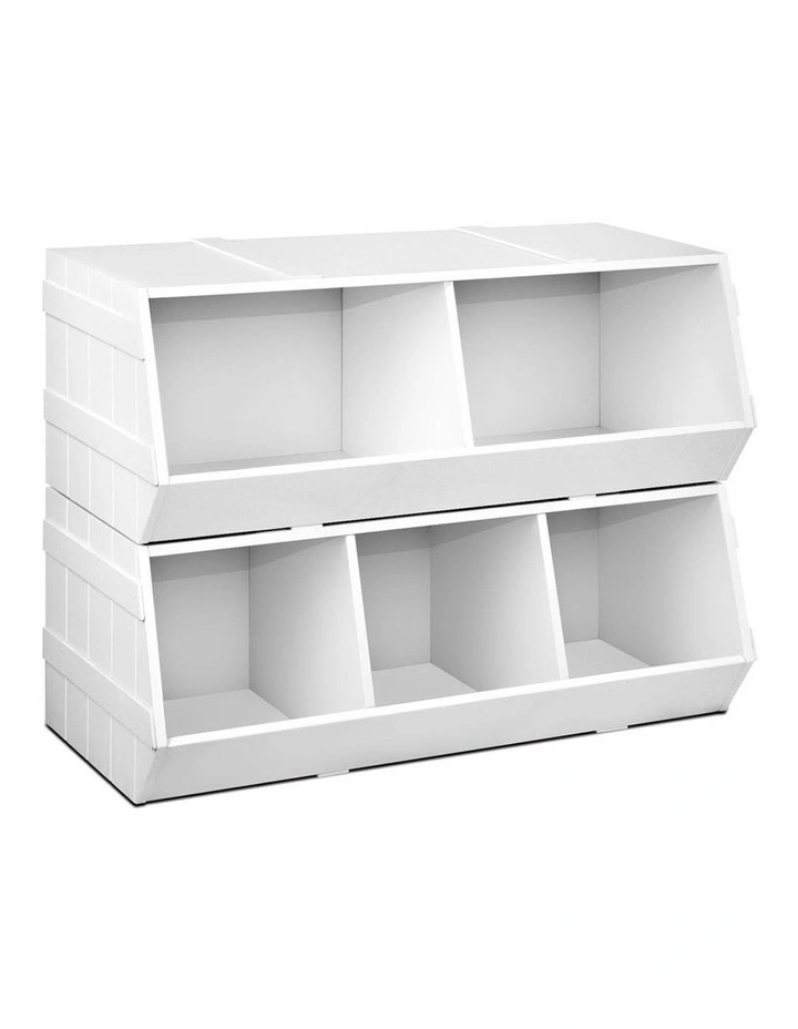 Keezi Kids Toy Box Bookshelf Storage Cabinet Stackable Bookcase Shelf Organiser