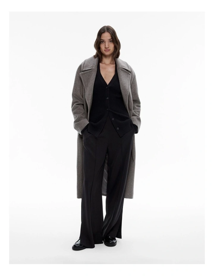 Wool Blend Knit Cardigan in Black