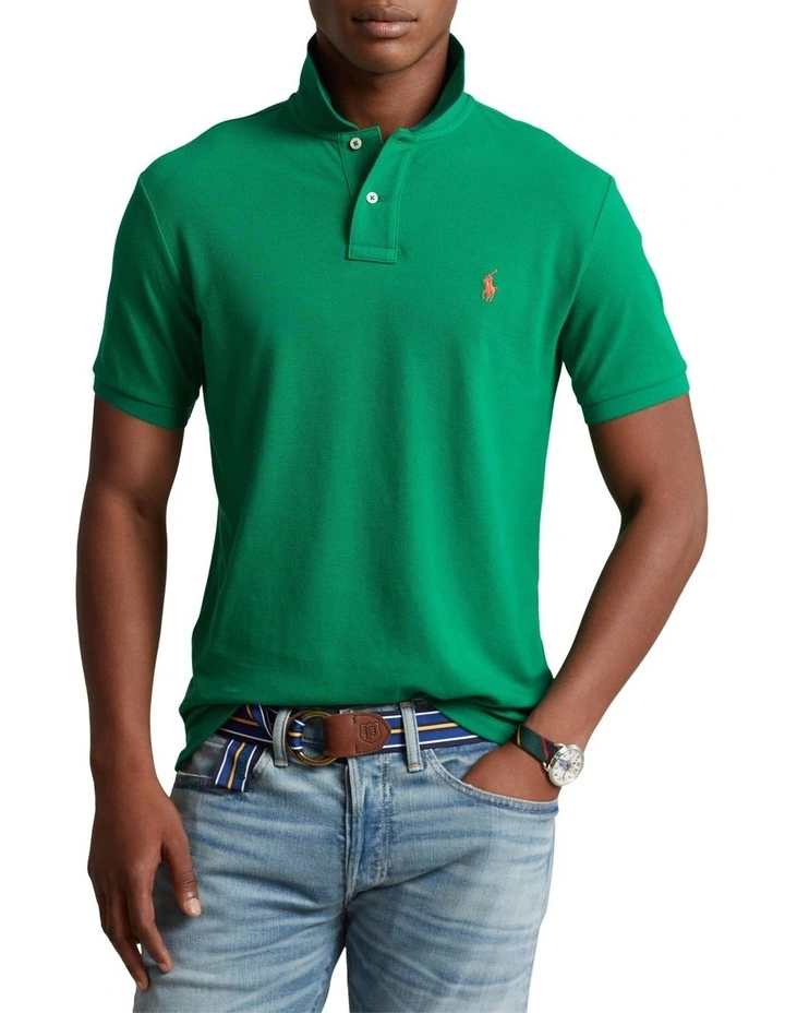 Classic Fit Mesh Polo Shirt in Green