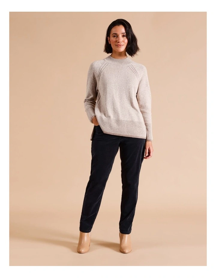 Recycled Cotton Blend 5 Pocket Stretch Cord Pant in Navy