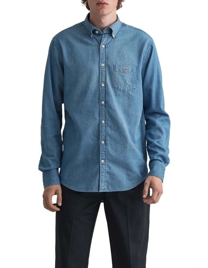 Indigo Long Sleeve Broadcloth Shirt
