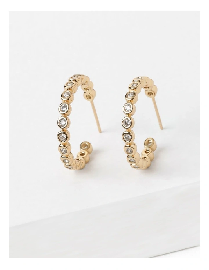 Clear Crystals Hoop Earring in Gold