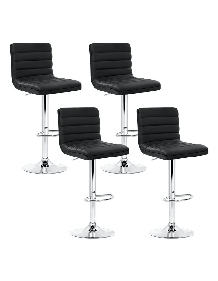 Leather 4x Bar Stool Kitchen Chairs in Black