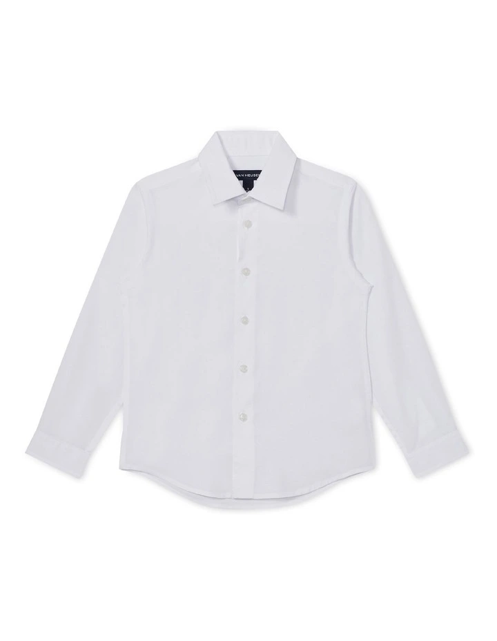 Junior Fit Dress Shirt in Plain Dobby White