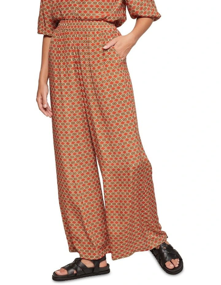 Chantel Geo Print Wide Leg Pants in Orange