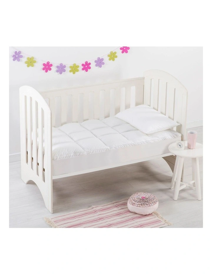 Down Alternative Microfiber Baby Cot Mattress Topper in White