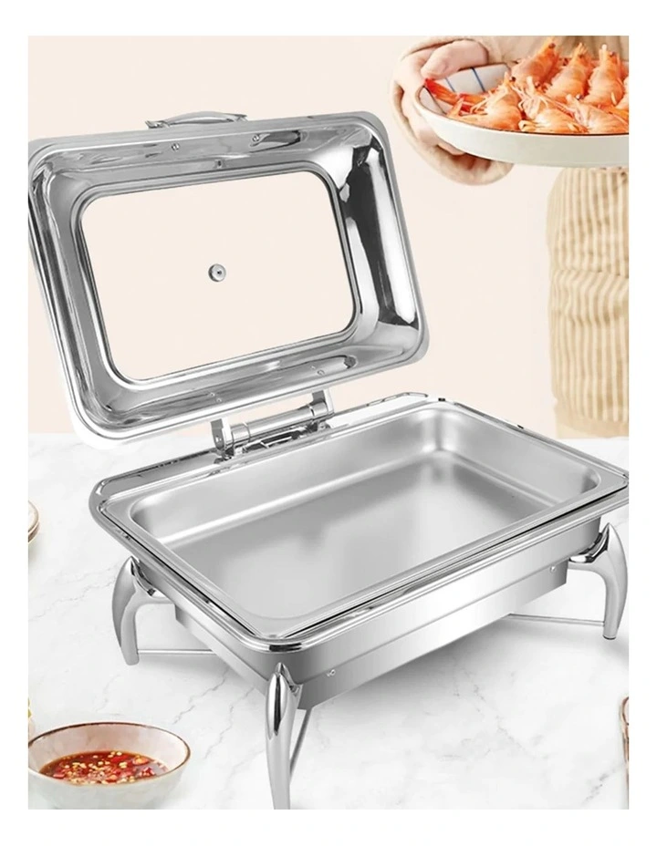 Stainless Steel Rectangular Chafing Dish Tray in Silver