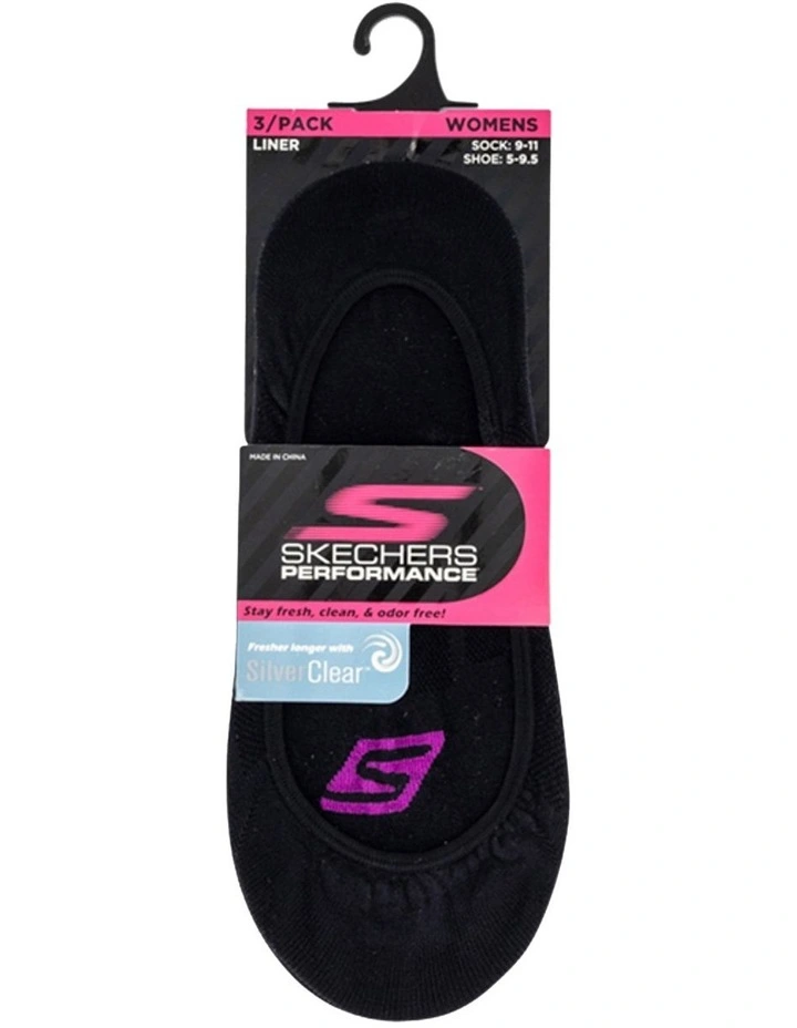Mesh Superlow Cushioned Liner Socks 3 Pack in Black