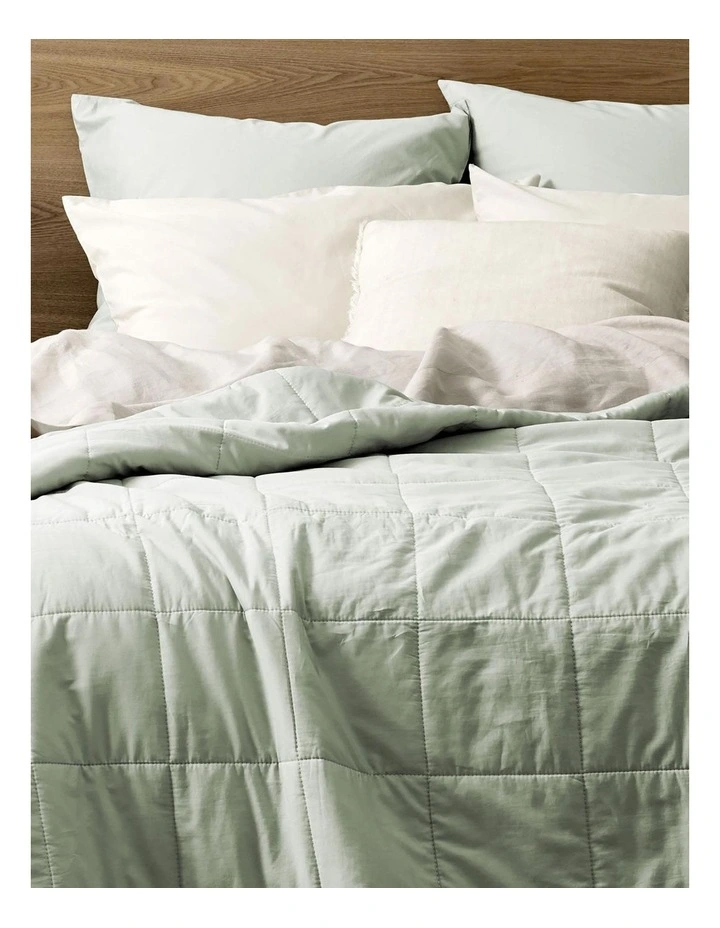 Halo Organic Coverlet in Sage