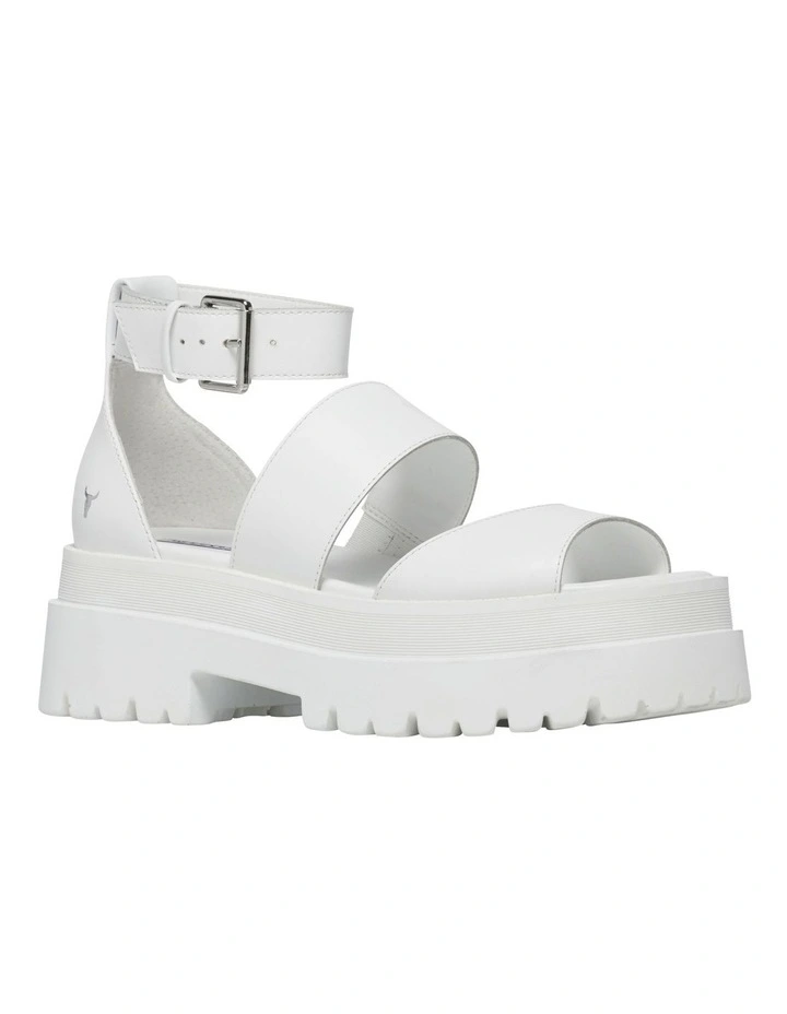 Thrilled Leather Sandal in White