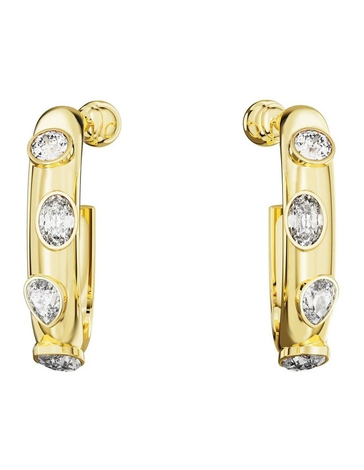 Dextera Hoop Earrings Mixed Cuts Gold-Tone Plated in White