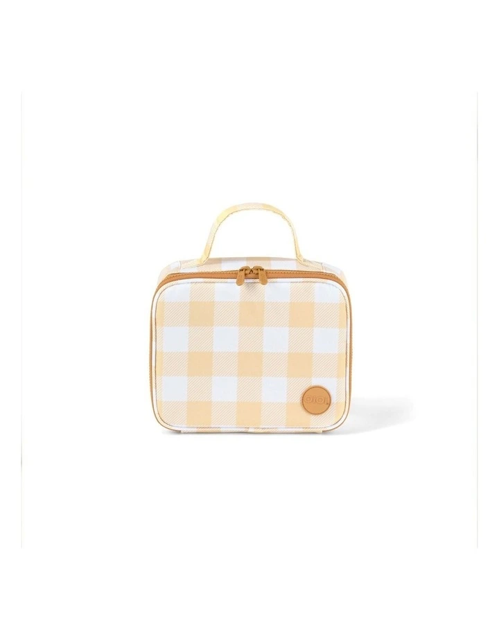 Mini Insulated Lunch Bag in Beige Gingham