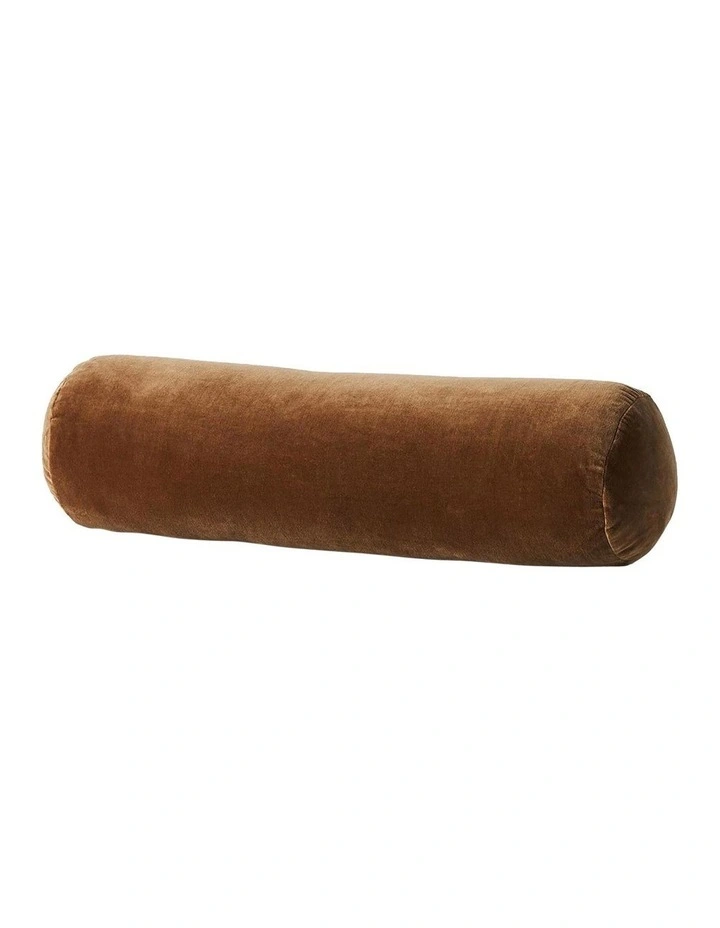 Luxury Velvet Bolster Cushion in Tobacco