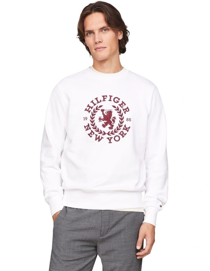 Big Icon Crest Crew Sweat Top in White