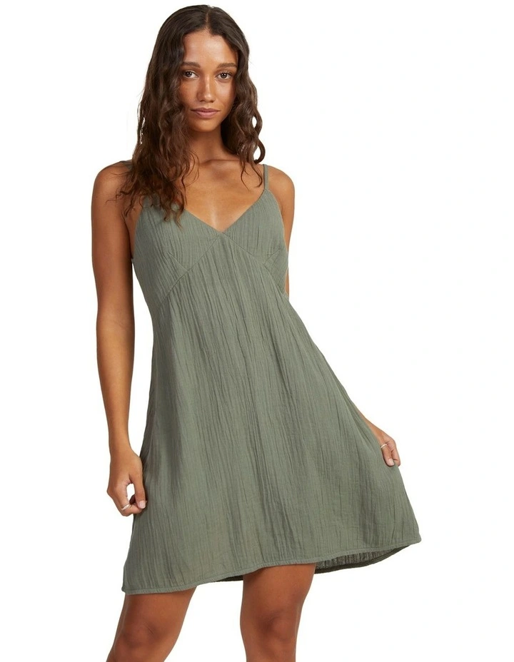 Santorini Mini Slip Dress in Agave Green