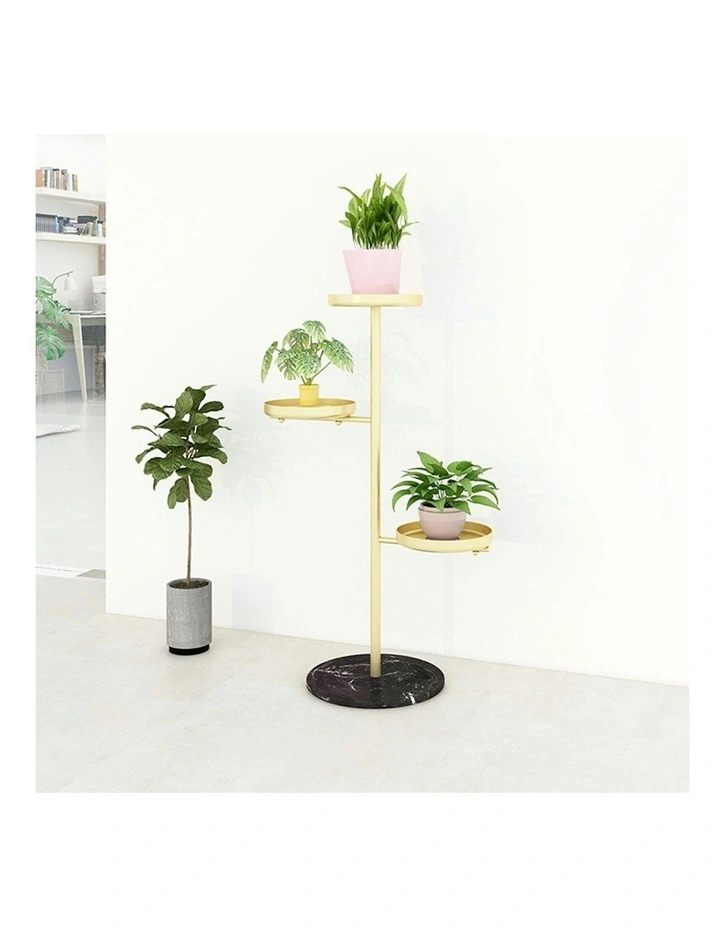 3 Tier Gold Round Plant Stand in Gold