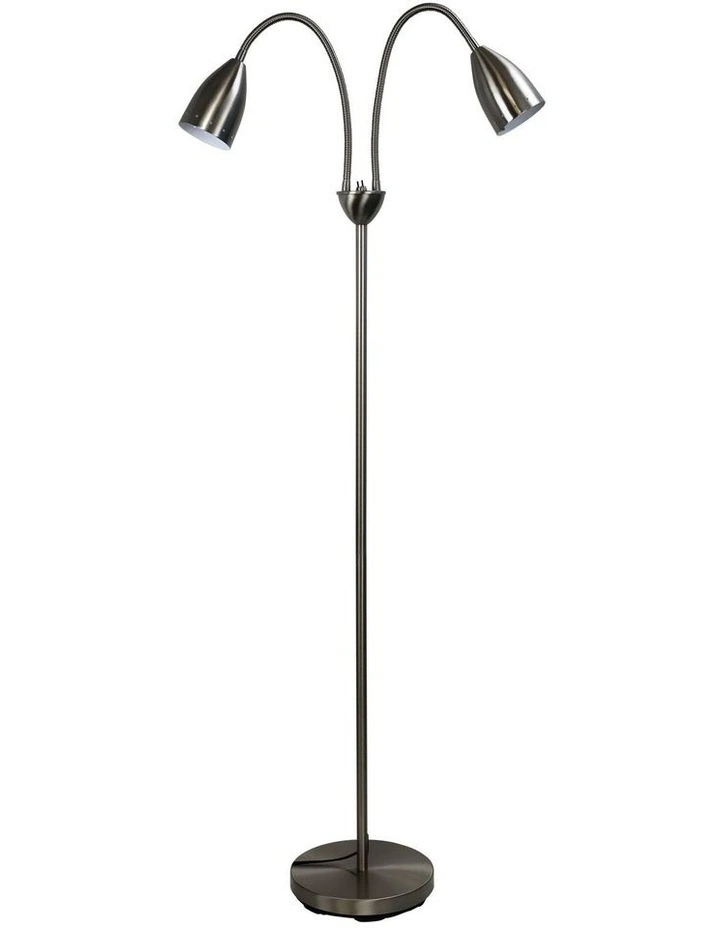 Stan Twin Floor Lamp Brushed Chrome
