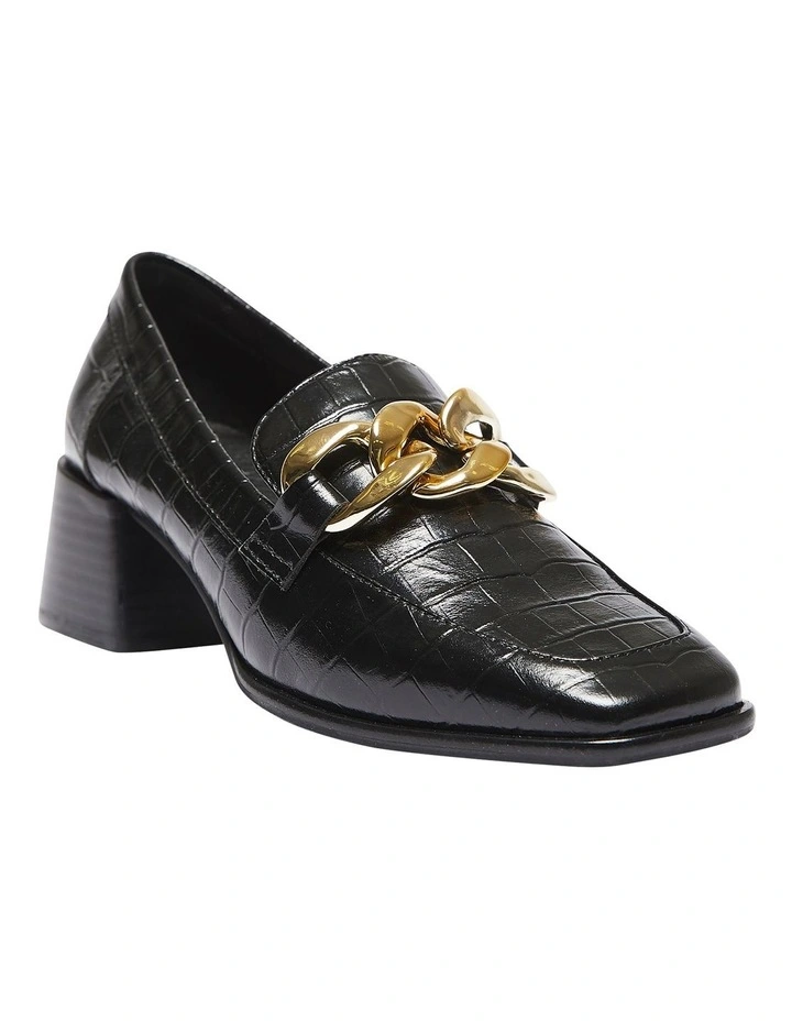 Fancy Black Croc Heeled Shoes