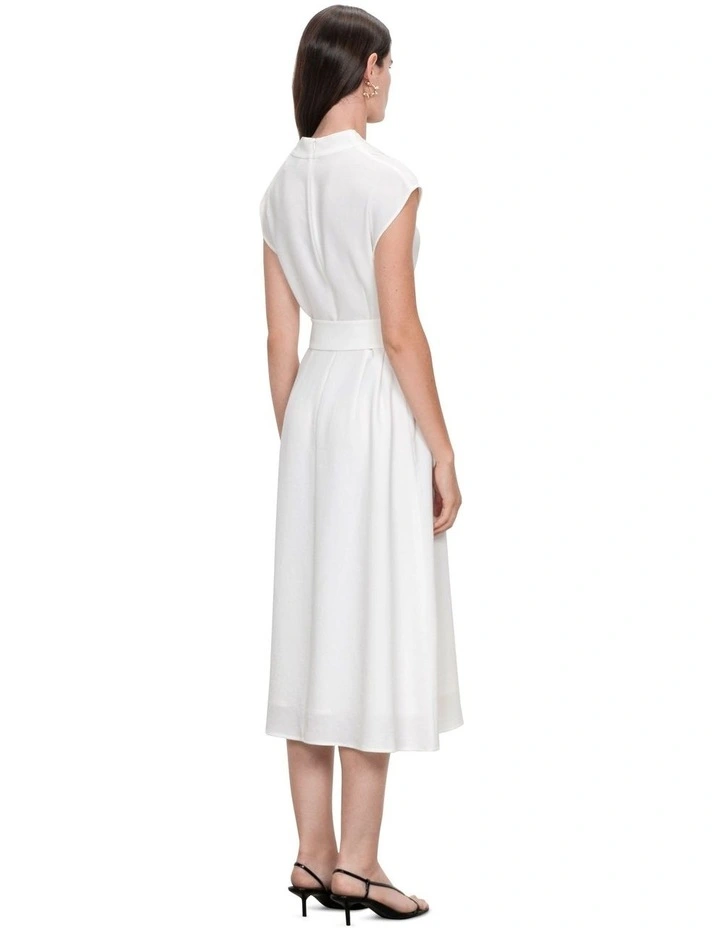 Double Crepe Funnel Neck Dress in Ivory