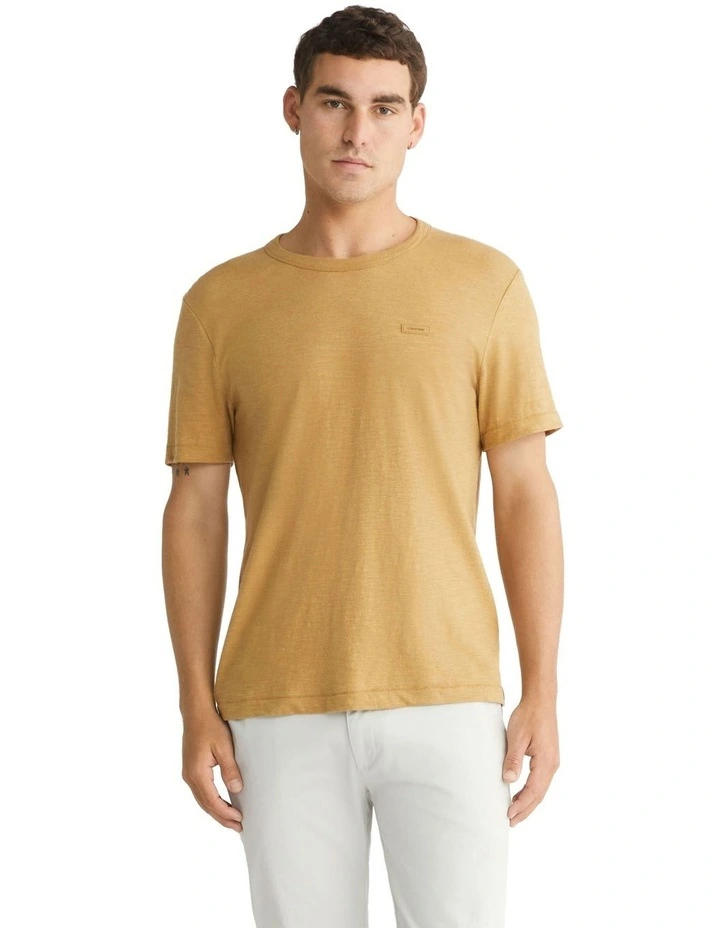 Linen Blend Tee in Khaki