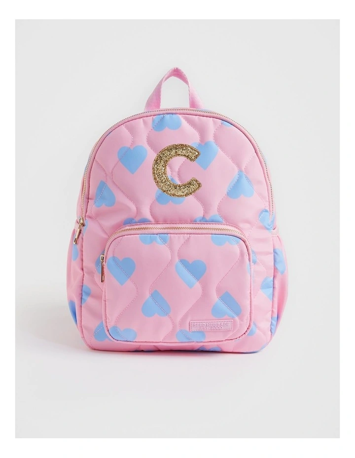 Quilted Initial C Backpack in Pink
