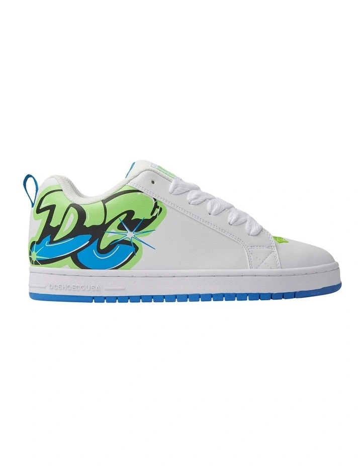 Court Graffik Shoes in White/Lime/Turquoise