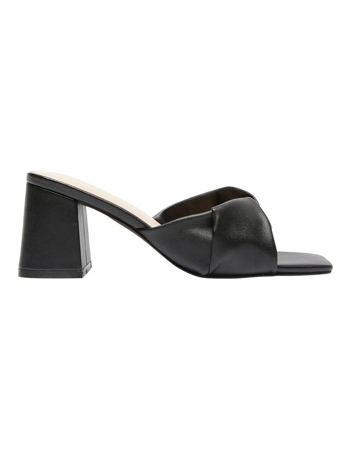 Skye Heel Sandals in Black Smooth