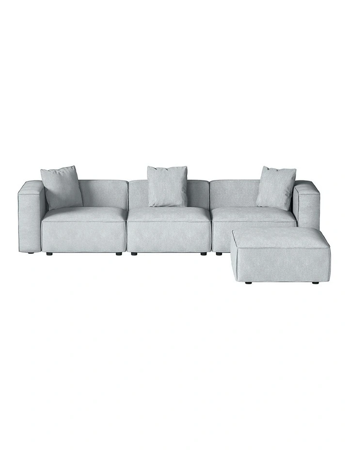 4-Seater Chaise Modular Sofa Set in Grey