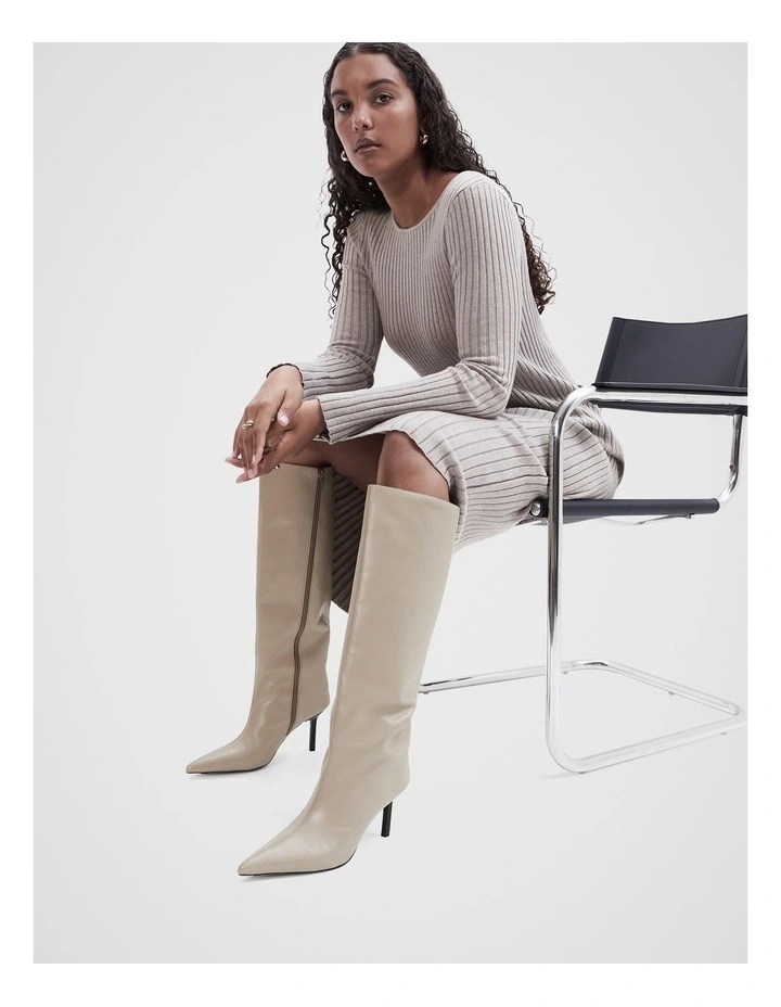 Soho Long Leather Boot in Light Brown