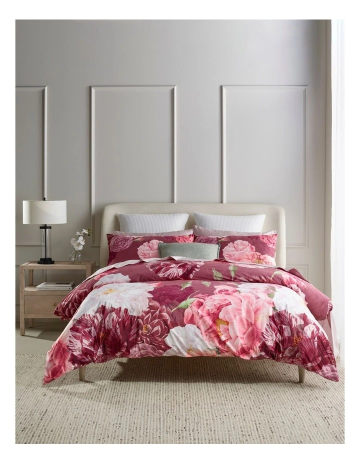 Lucienne Printed Velvet Quilt Cover Set in Rose