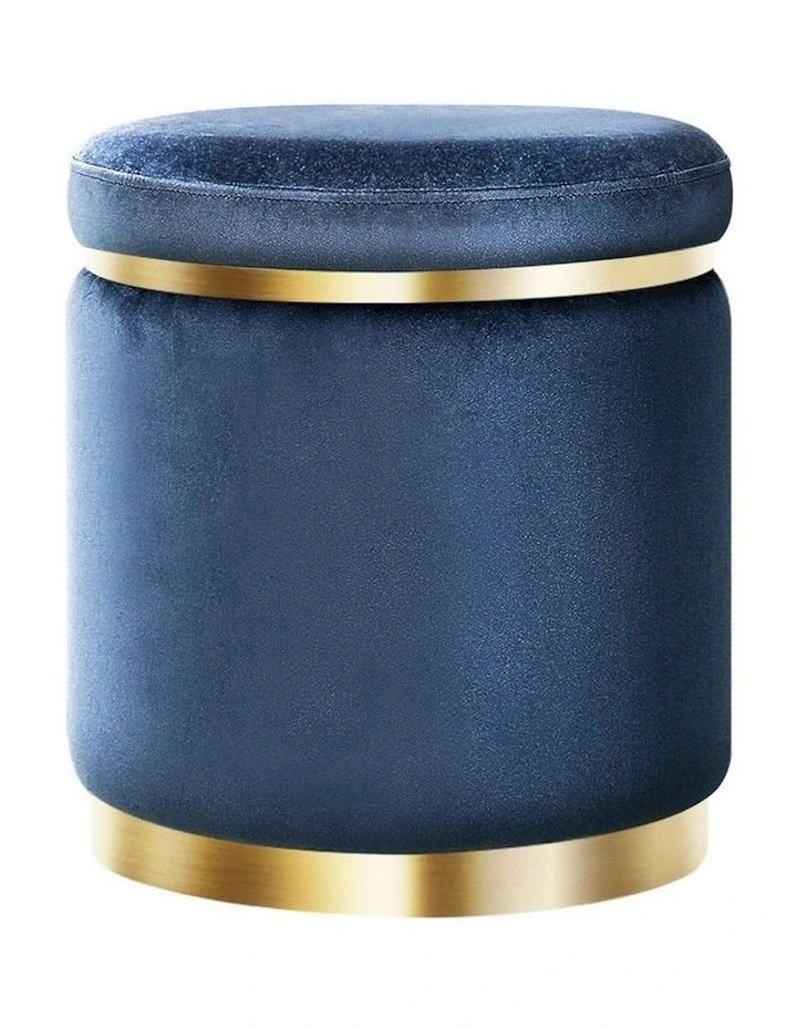 Ottoman Round Foot Stool in Blue