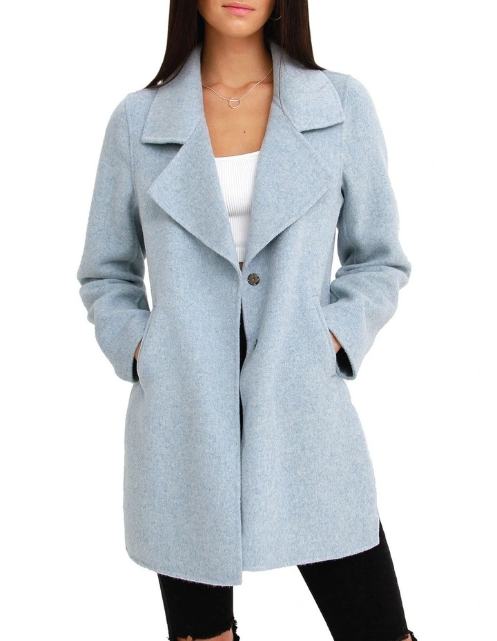 Ex-Boyfriend Wool Blend Oversized Coat Lt Blue