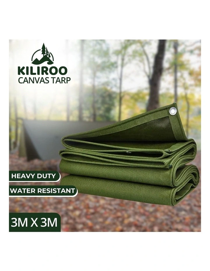 Heavy Duty Waterproof Sun Blocked Dustproof Canvas Tarp 3X3m in Army Green