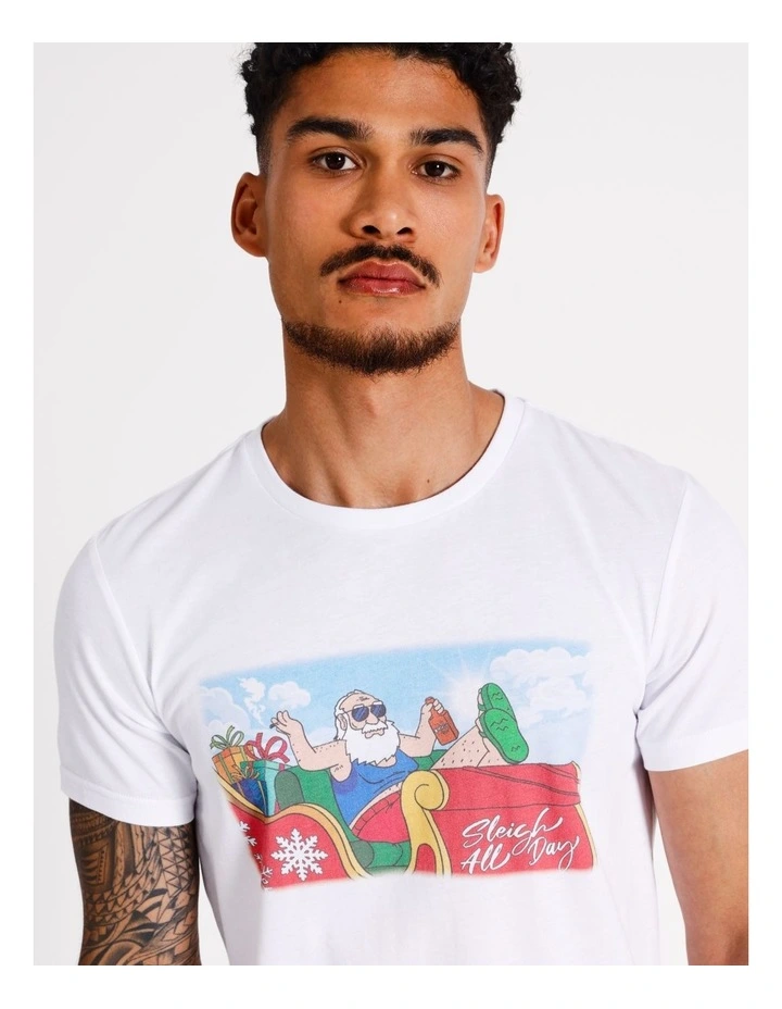 Naughty List Placement Print Tee in White