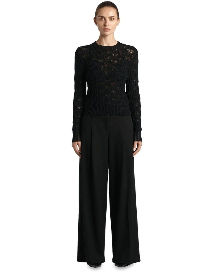 Recycled Twill Double Waistband Pant in Black