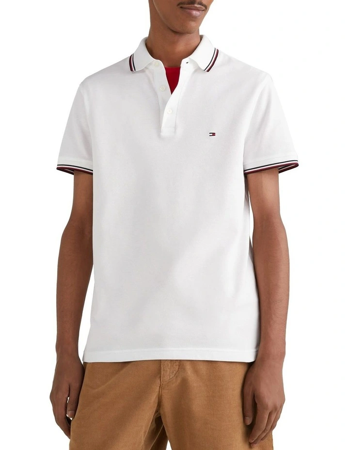 1985 Collection Tipped Slim Fit Polo in White