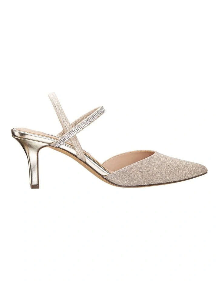 Billie Heeled Shoes in Platino Vinyl Glitter