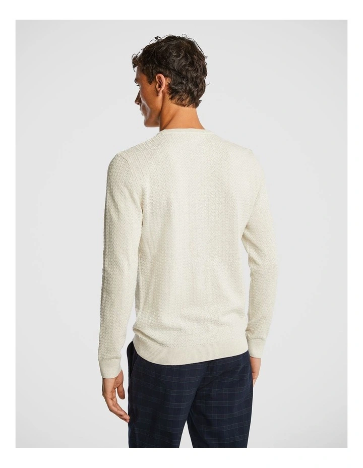 Theo Textured Crew Knit Sweater in Oatmeal Marle