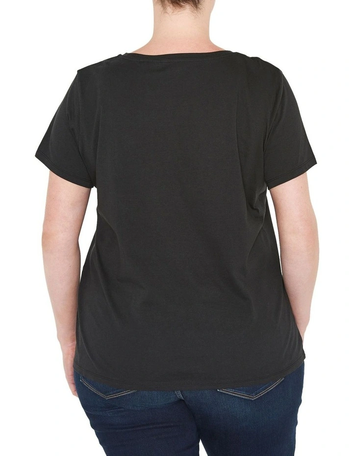 Perfect Logo Curve Tee in Mineral Black