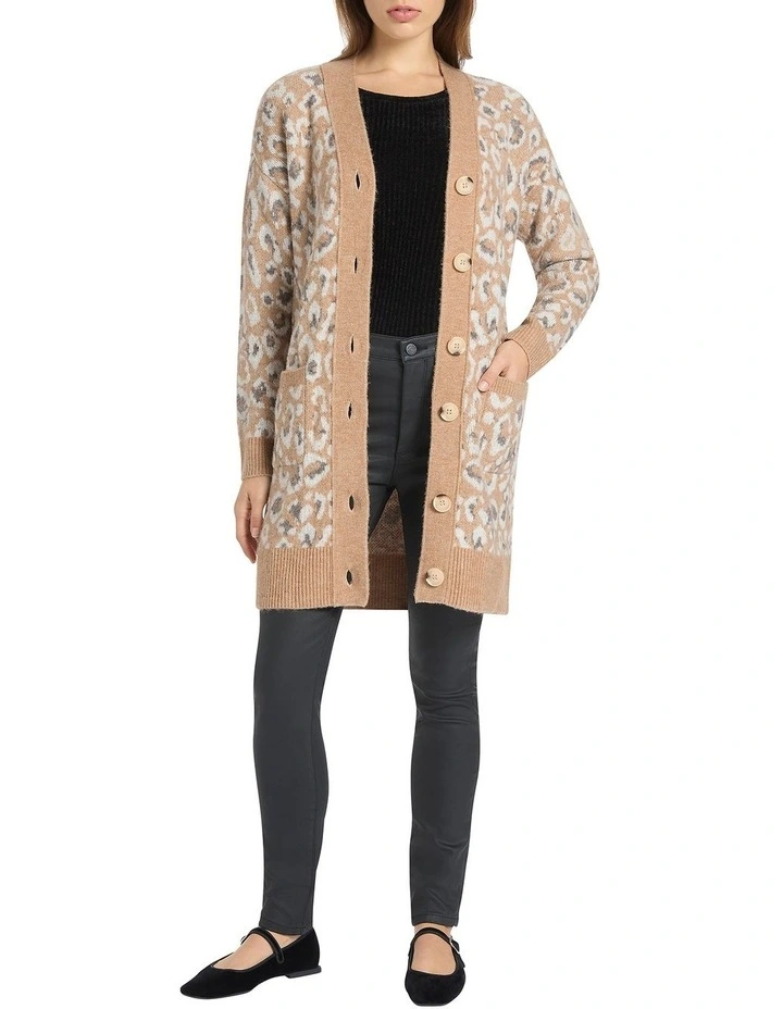 Spot And Stare Cardigan in Beige Multi