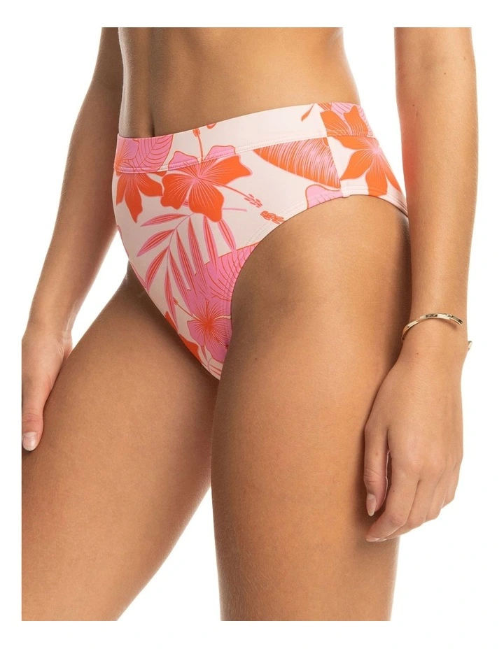 Printed Beach Classics Mid Waist Bikini Bottoms in Pale Dogwood Lhibisc
