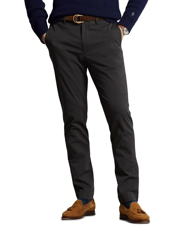 Straight Fit Stretch Chino Pant in Black