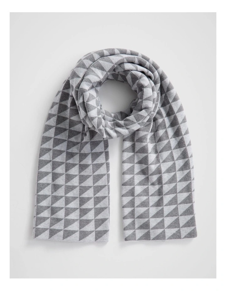 Geo Knit Scarf in Wolf Marle