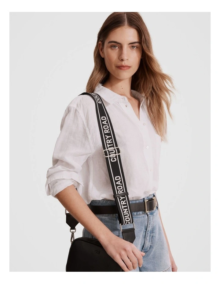 Stripe Branded Bag Strap in Black