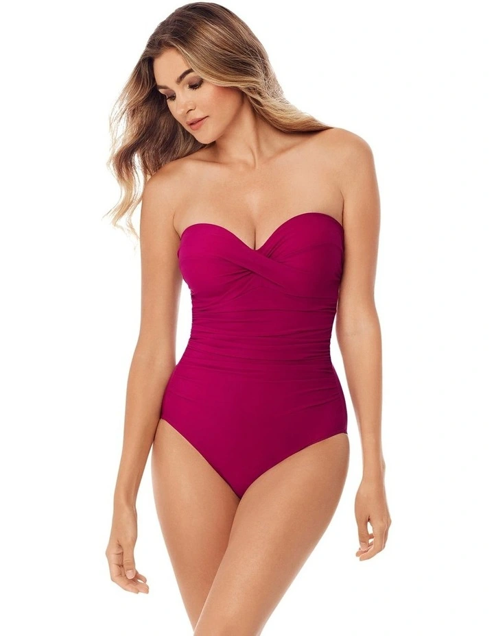 Rock Solid Madrid Strapless Shaping Swimsuit in Framboise
