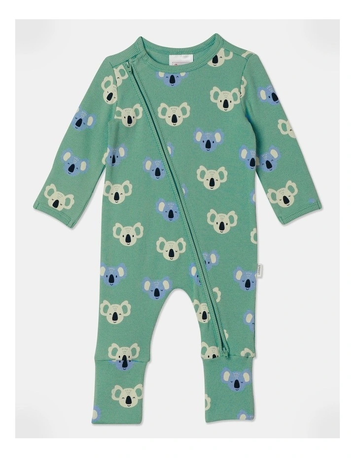 Essential Rib Koala Coverall in Pea