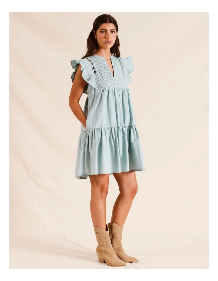Twist Trim Mini Dress in Dusty Blue