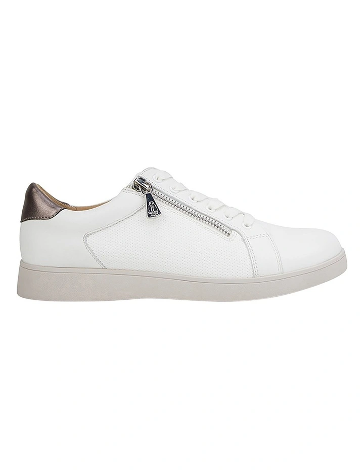 Mimosa White Zip Up Sneaker in White