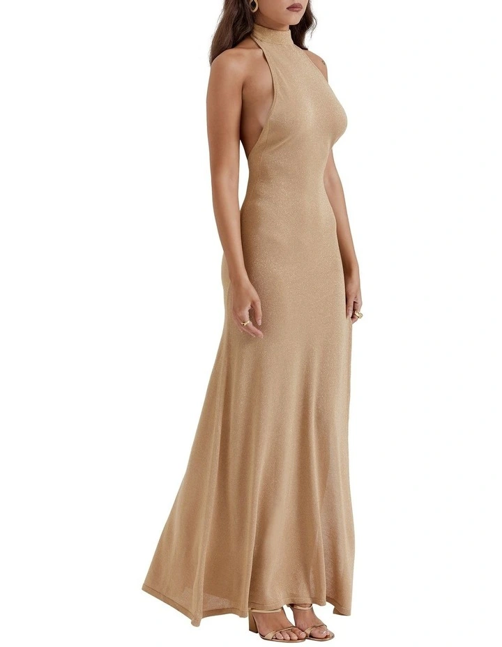 Selia Knit Maxi Dress in Gold