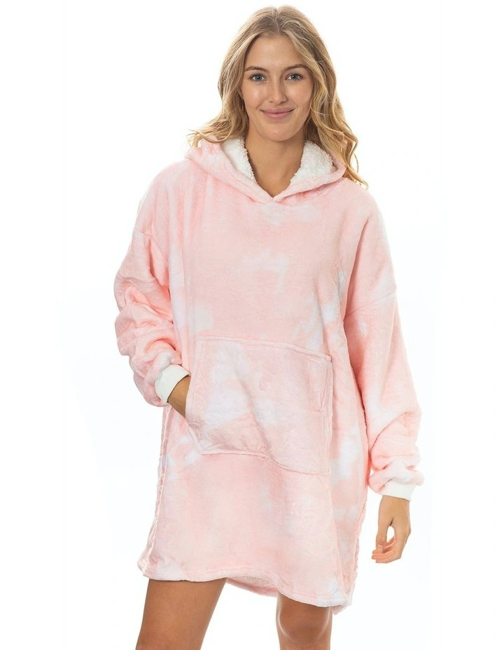Premium Reversible Fleece Snug Hoodie 750GSM in Peach